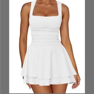 White Square Neck Sleeveless Dress